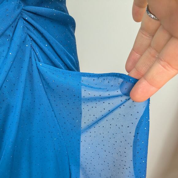 Vintage Betsy Adam Prom Dress Maxi Gown 6 Blue Y2K Fairy Ombre Ruffle 90s Glam - Picture 6 of 12